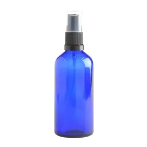 100ml Blue Glass Aromatherapy Bottle with Spritzer - Black (18/410)