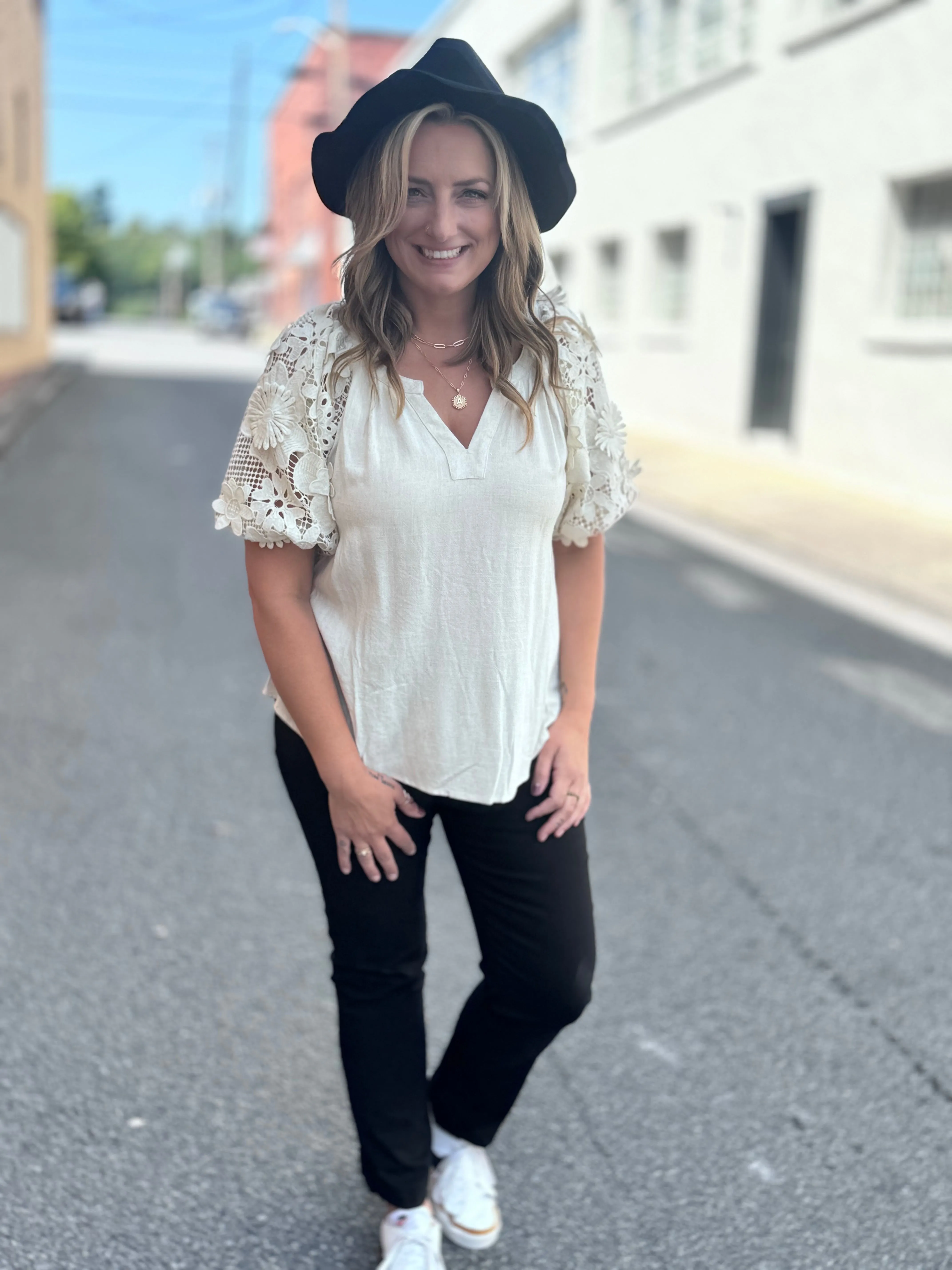 3D Floral Lace Top