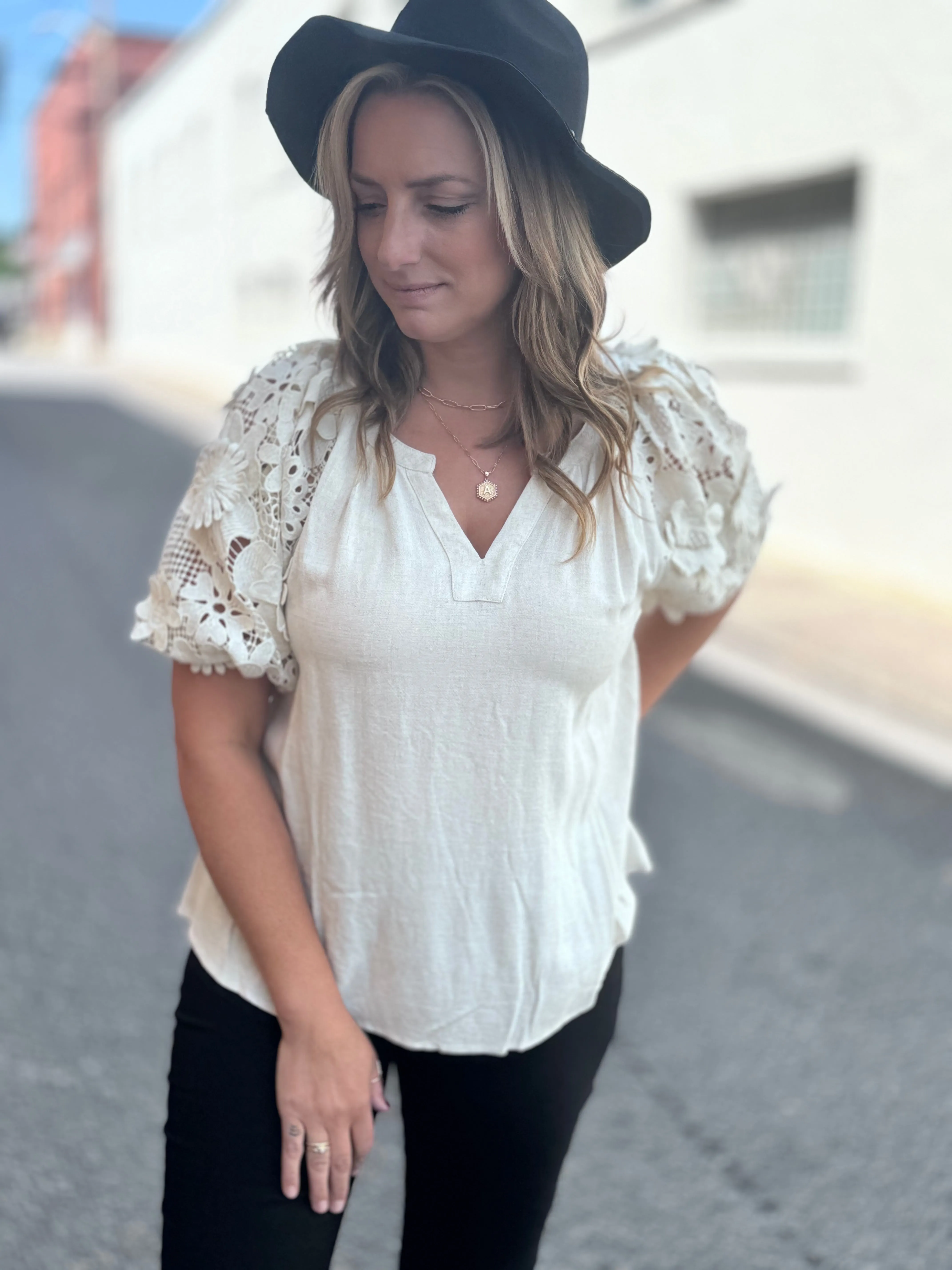 3D Floral Lace Top