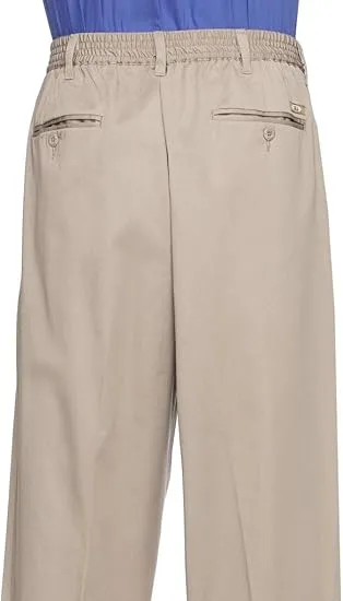 AKA Half Elastic Wrinkle Free Flat Front Men's Slacks – Relaxed Fit Twill Casual Pant - Grey