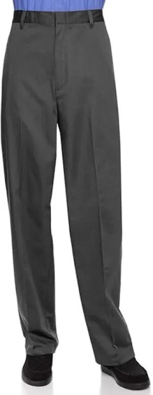 AKA Half Elastic Wrinkle Free Flat Front Men's Slacks – Relaxed Fit Twill Casual Pant - Grey