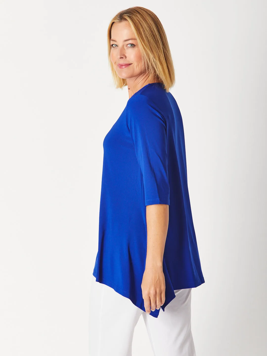 ANDREA VEE NECK MID SLV- Electric - 26355