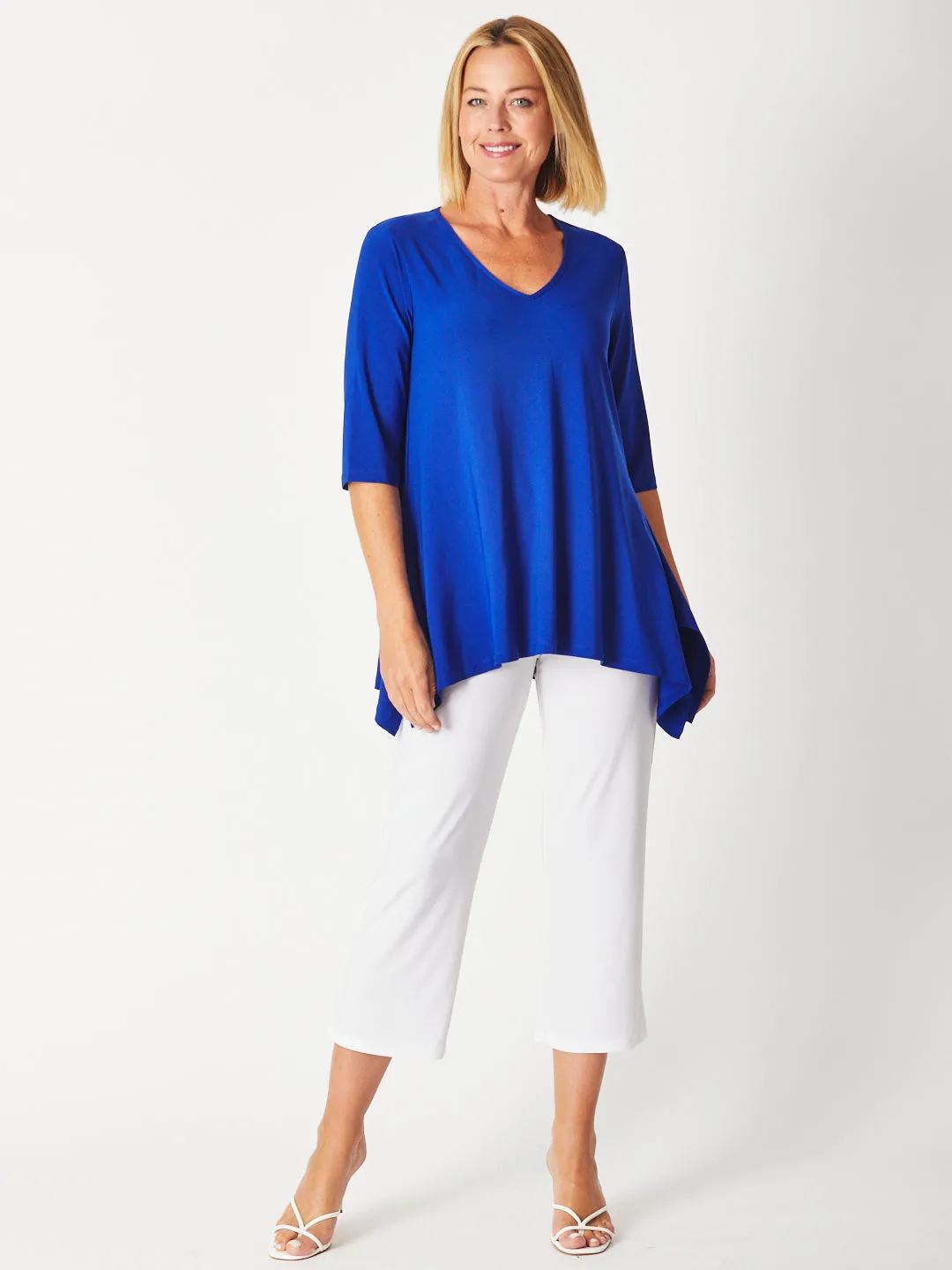 ANDREA VEE NECK MID SLV- Electric - 26355