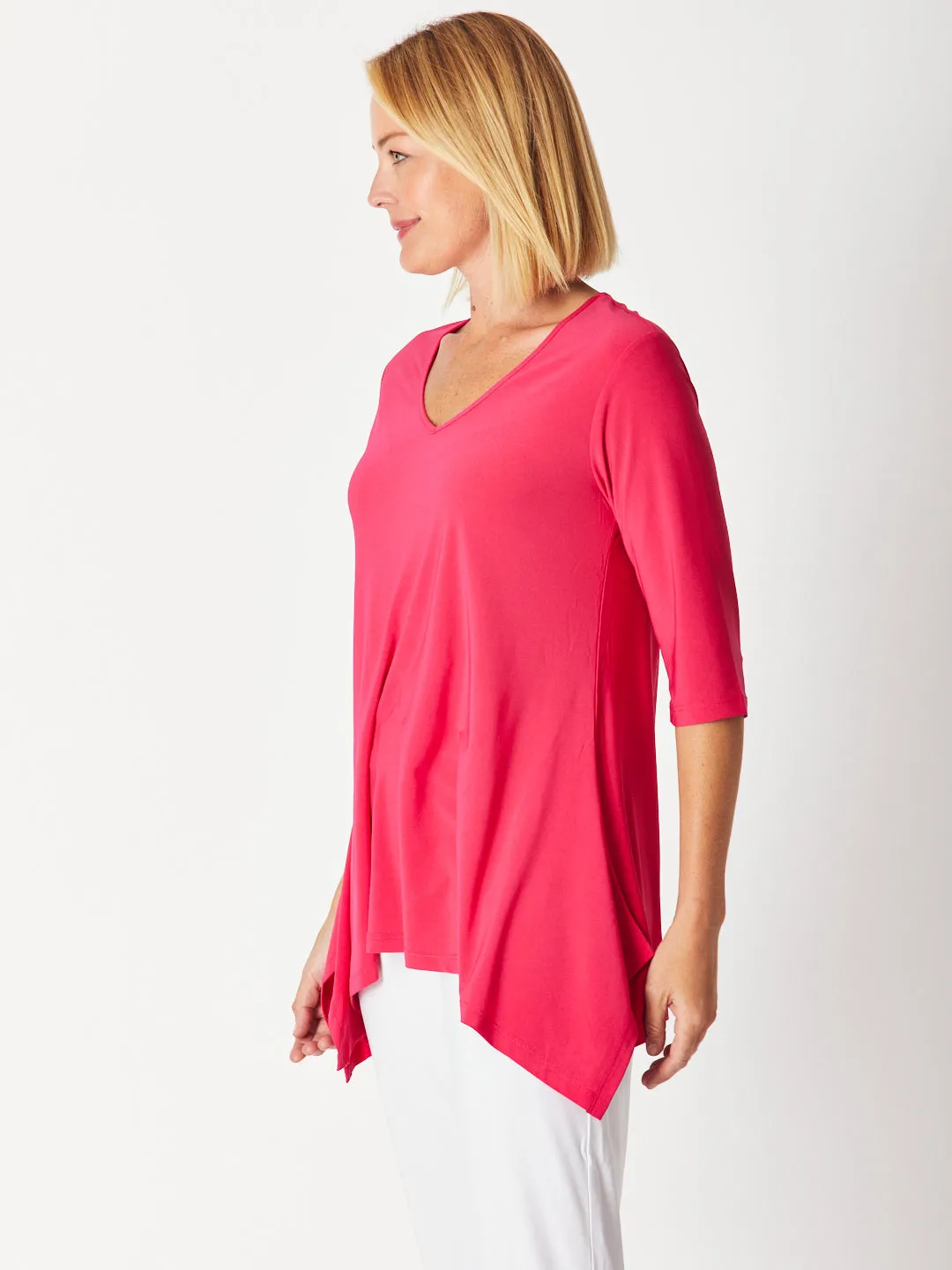 ANDREA VEE NECK MID SLV - Fushia 26355-S