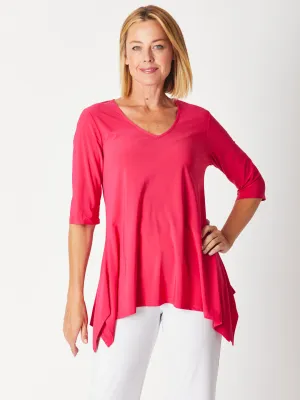 ANDREA VEE NECK MID SLV - Fushia 26355-S