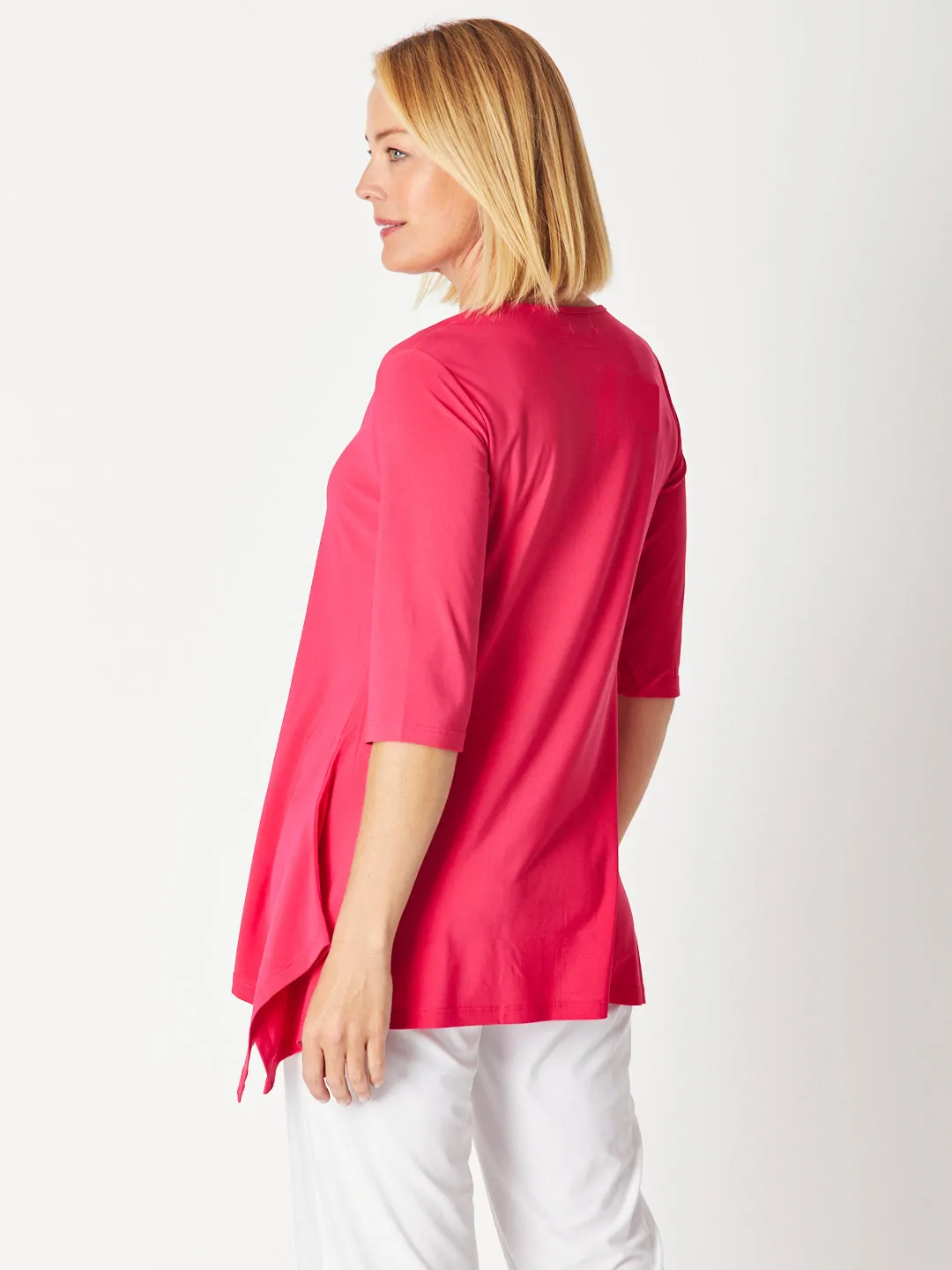 ANDREA VEE NECK MID SLV - Fushia 26355-S