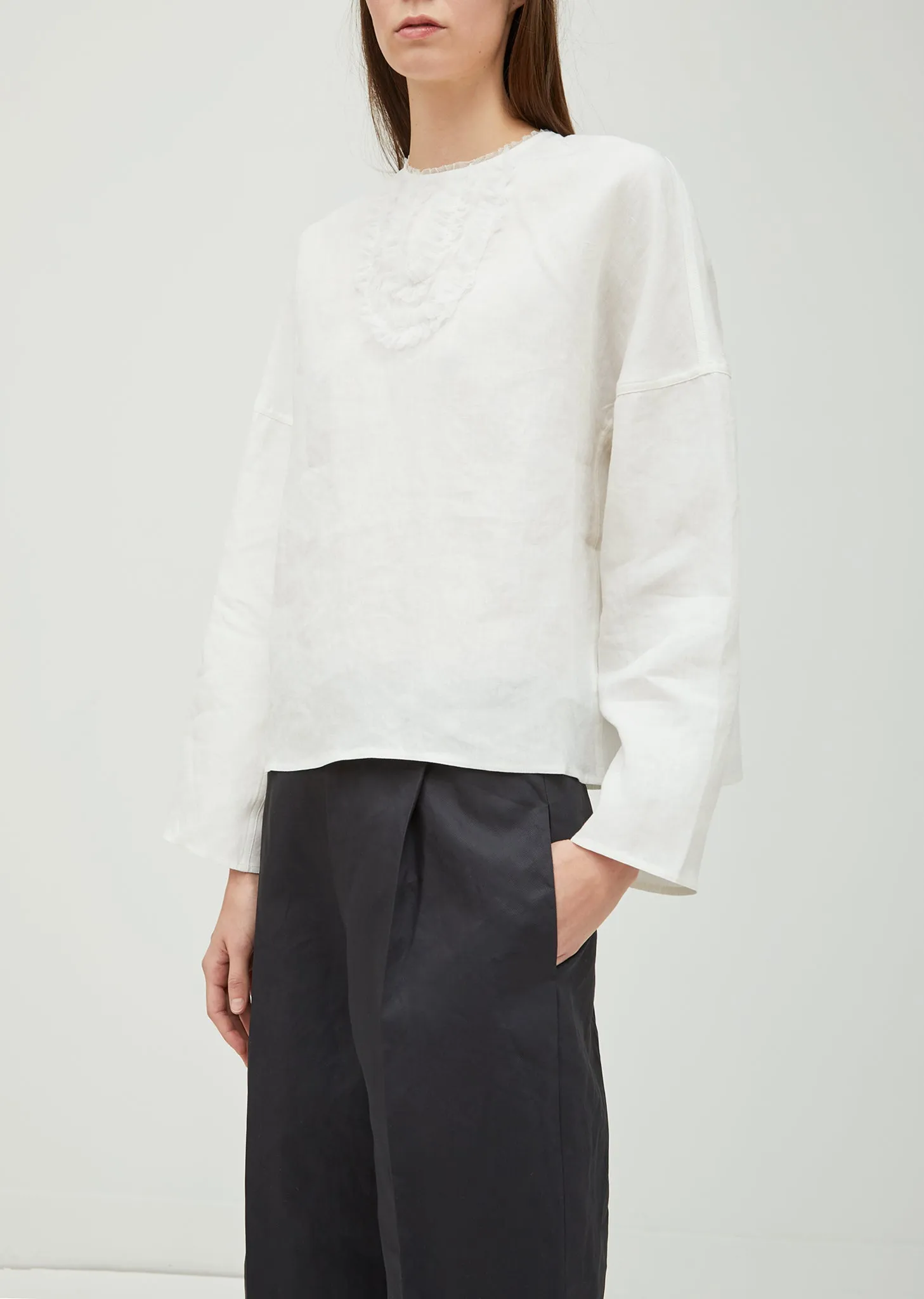 Barbara Long Sleeve Linen Blouse