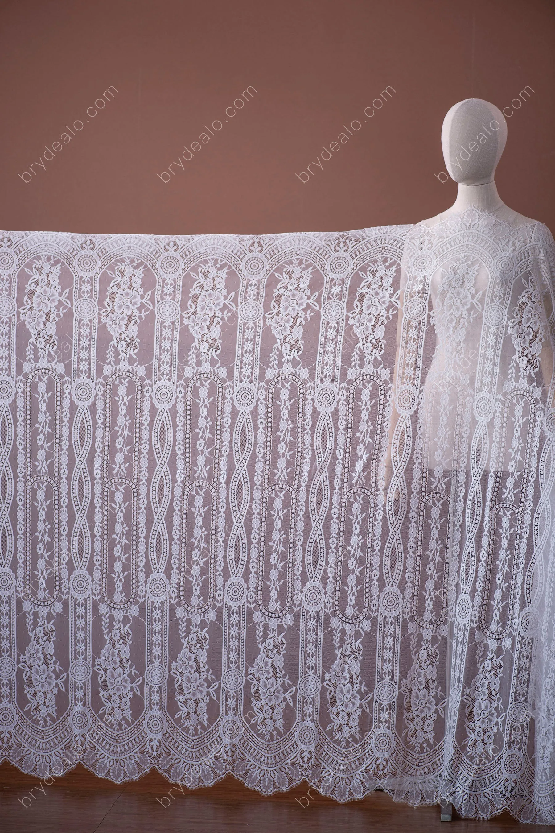 Beautiful Geometric Scalloped Eyelash Lace Fabric