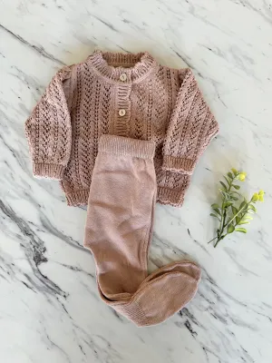 Bebe Organic Nora Dusty Rose Cardigan & Pant Set