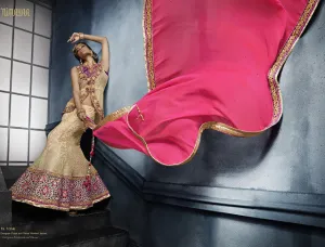 Beige Color Net Jacquard Lehenga Choli