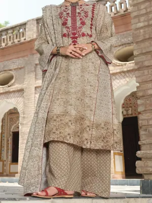 Beige Lawn 3 Piece Stitched - ALP-750