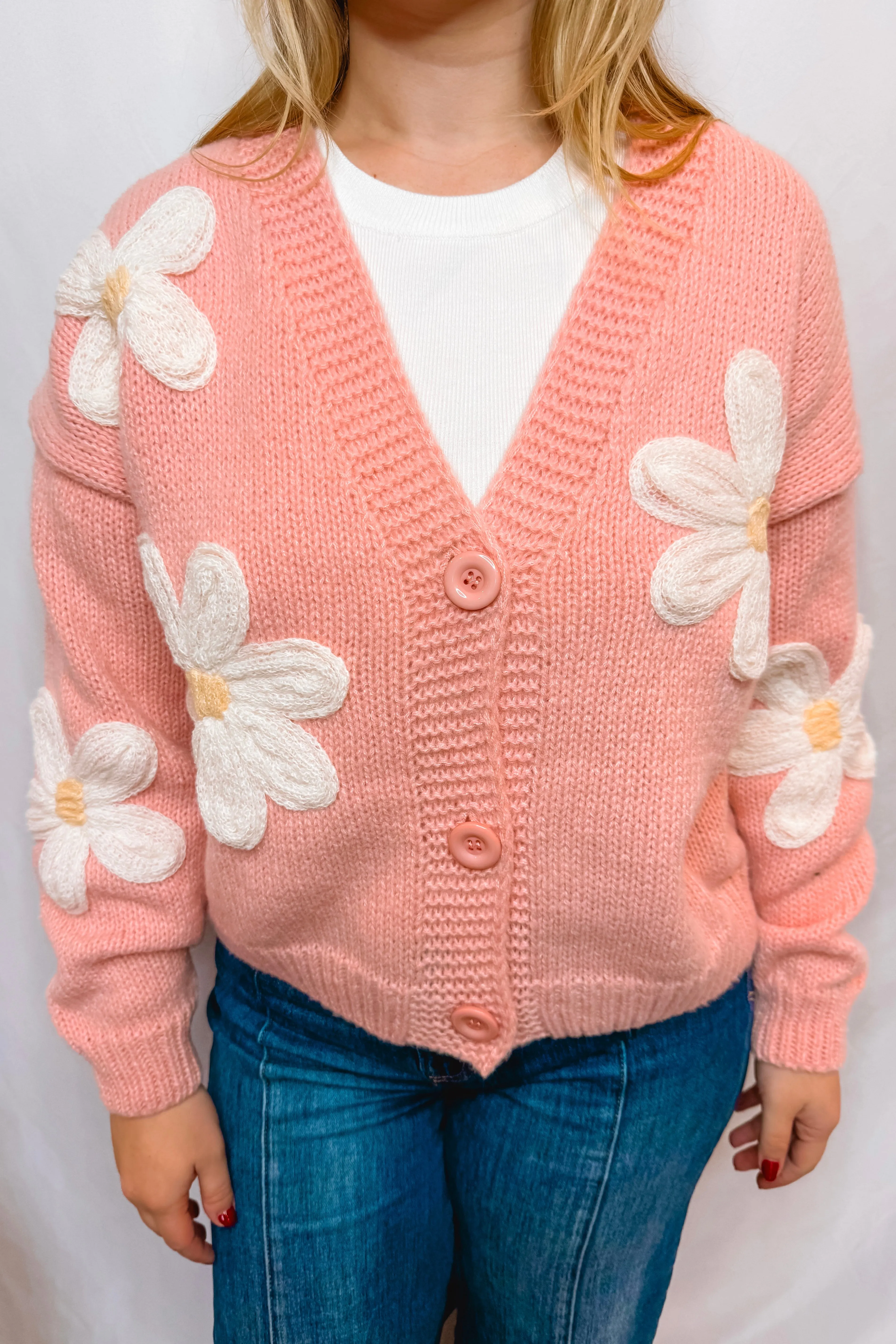 Blooming Beauty Button Cardigan - Pink