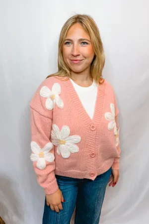 Blooming Beauty Button Cardigan - Pink