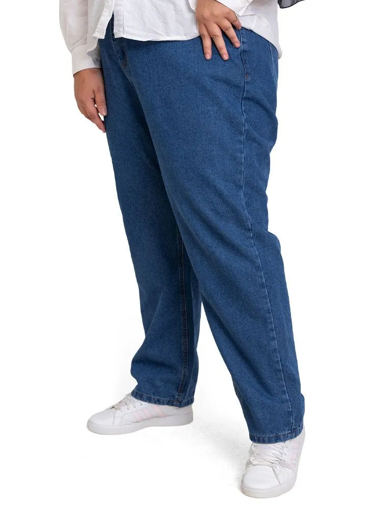 Blue 8 Plus Size-Momfit Jeans