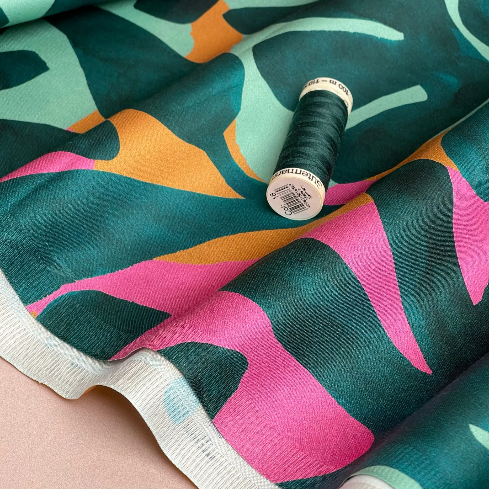 Bold Tropical Foliage in Sweet Tropics Cotton Sateen Fabric