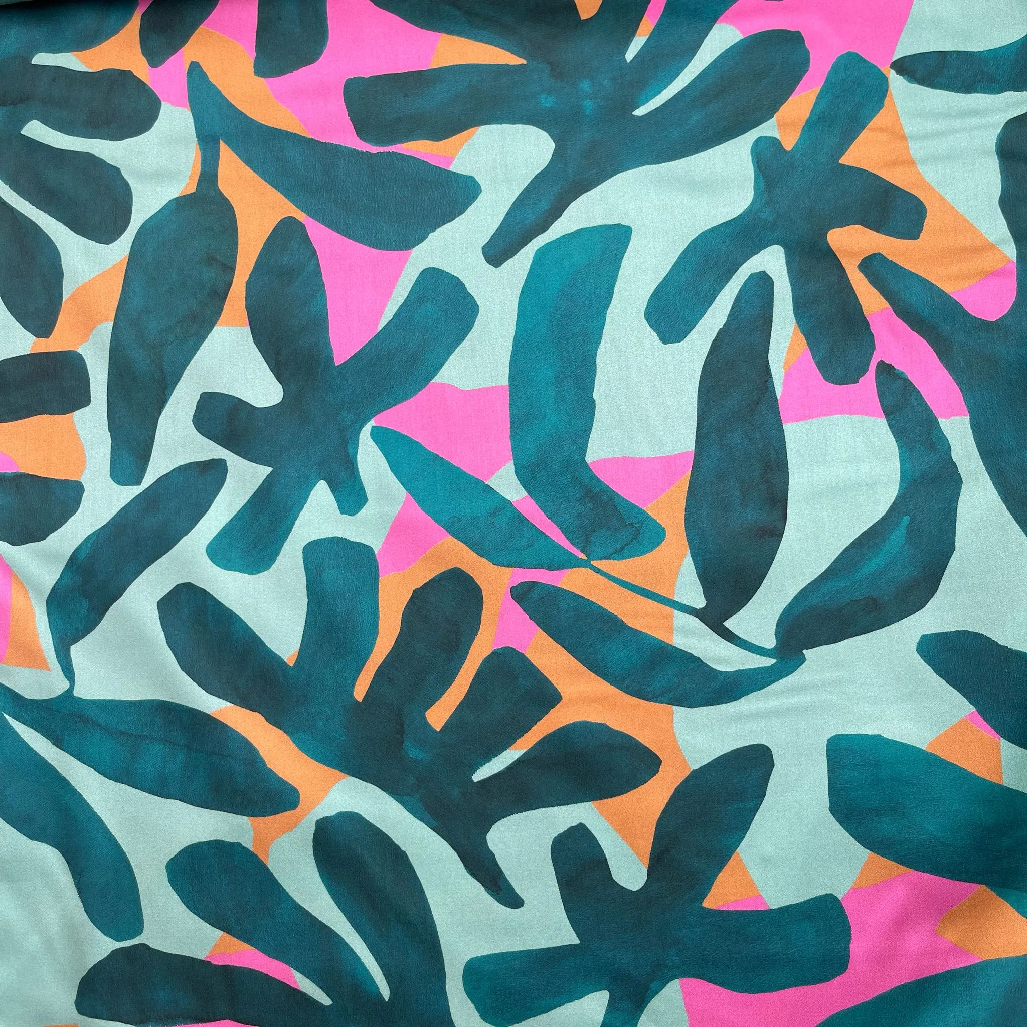 Bold Tropical Foliage in Sweet Tropics Cotton Sateen Fabric