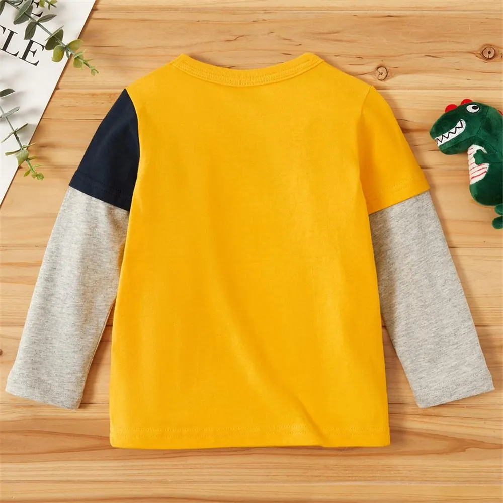 Boys Cute Dinosaur Print Long Sleeve Tees