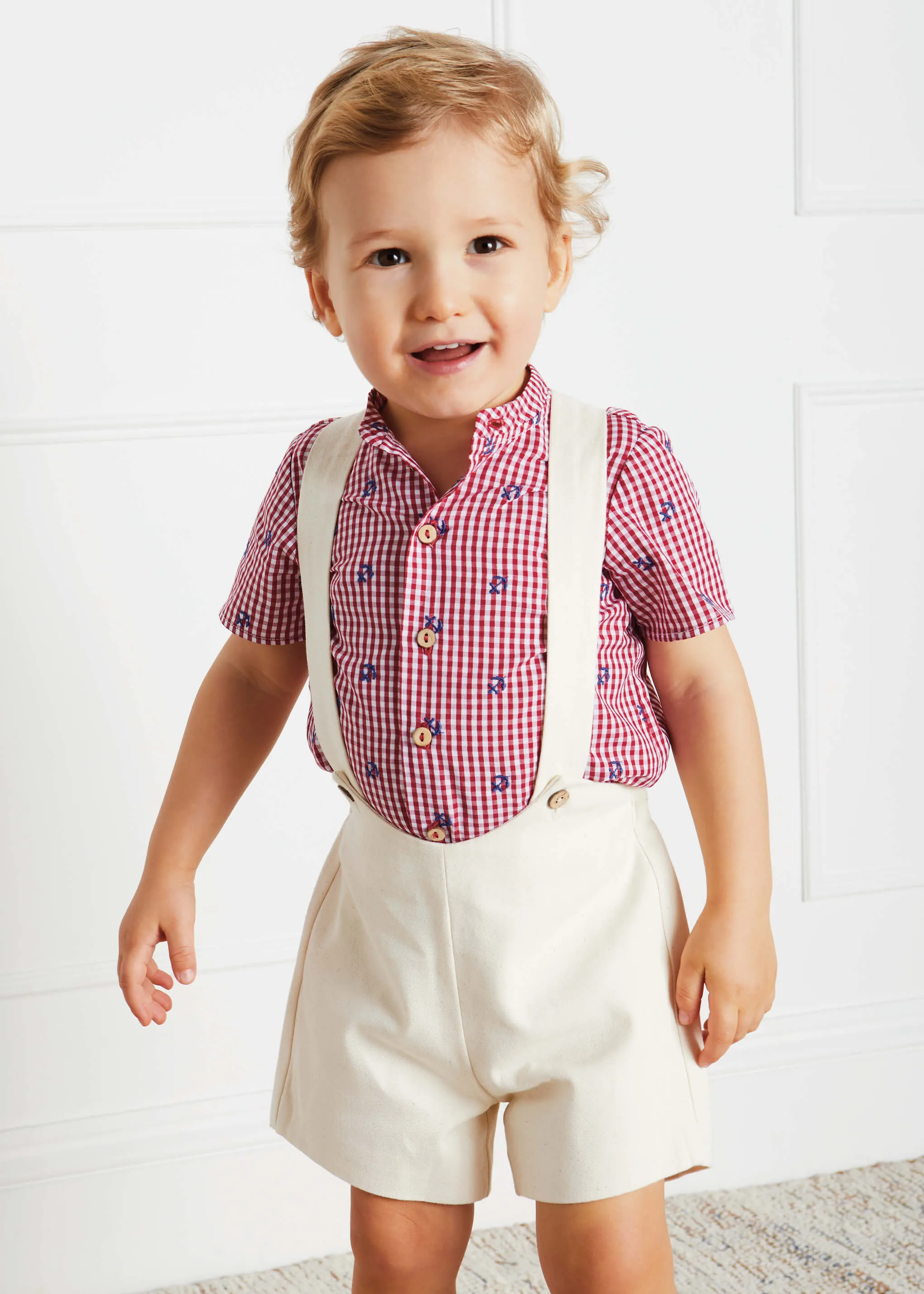 Button Detail Shorts with Braces in Beige (18mths-4yrs)