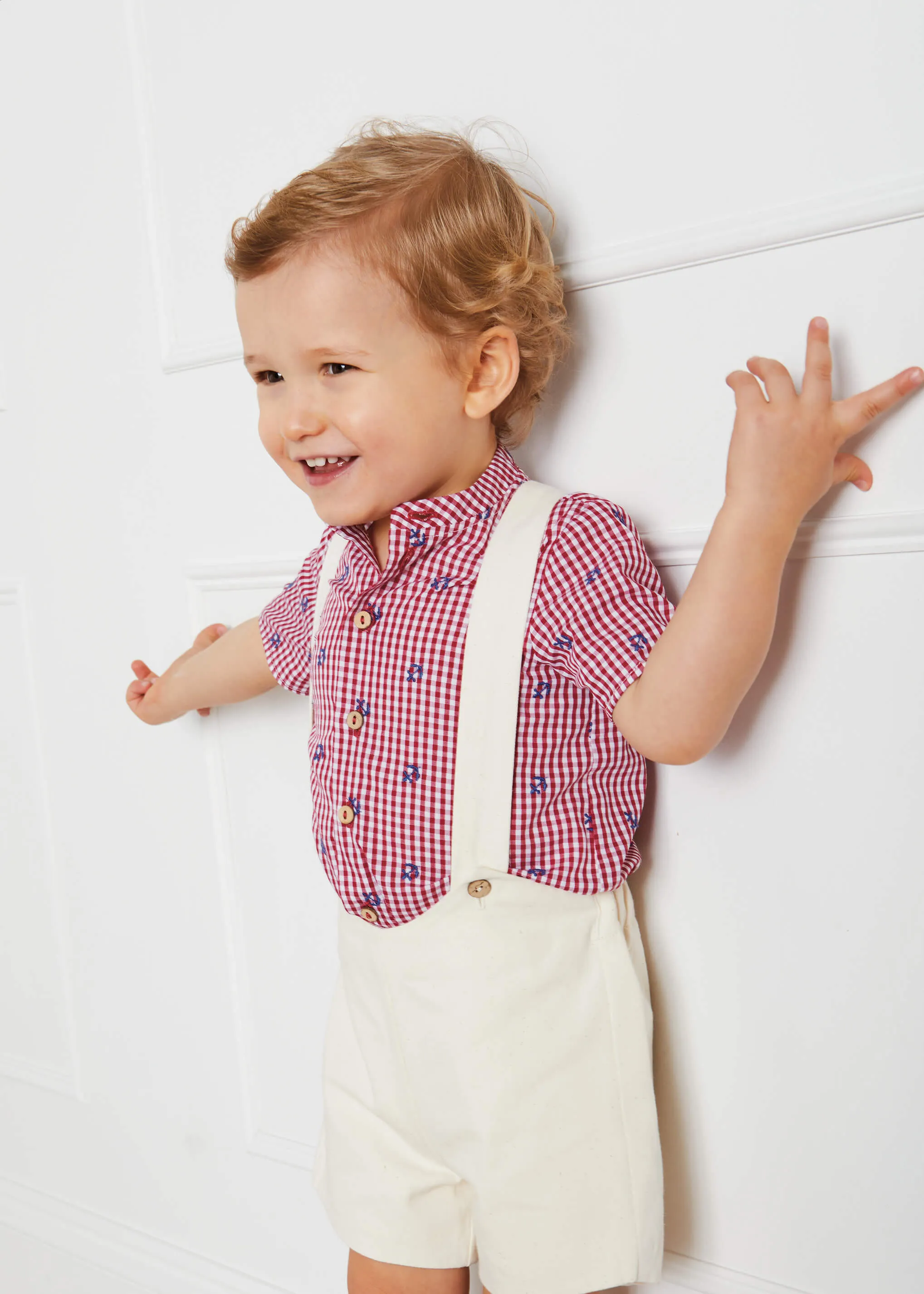Button Detail Shorts with Braces in Beige (18mths-4yrs)