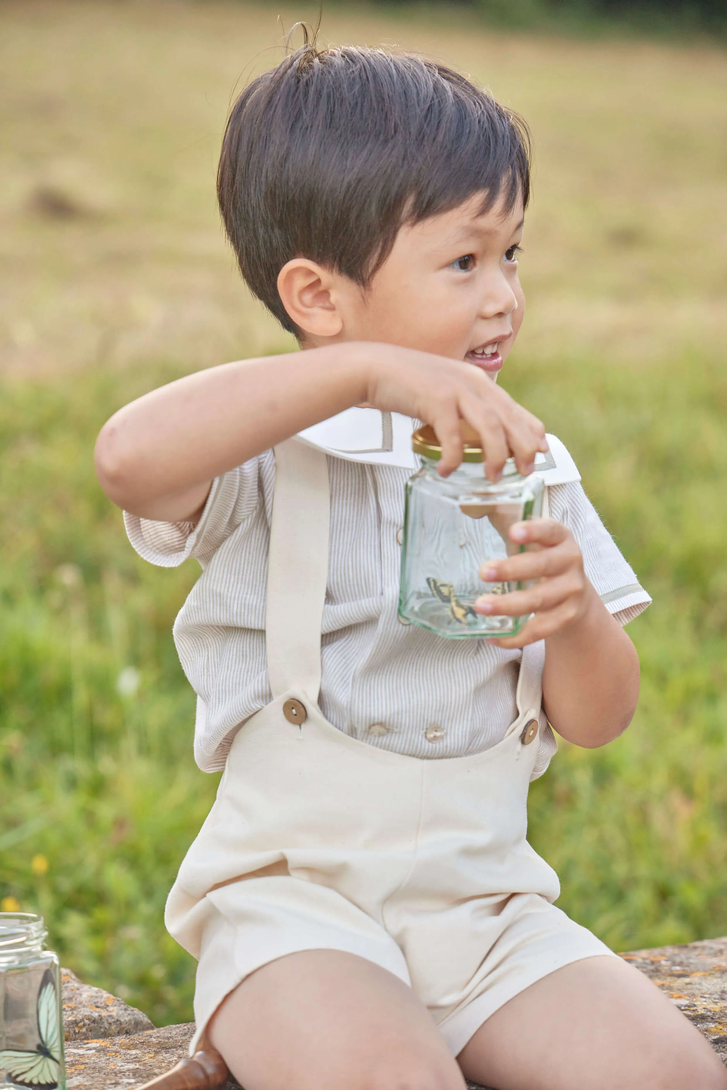 Button Detail Shorts with Braces in Beige (18mths-4yrs)