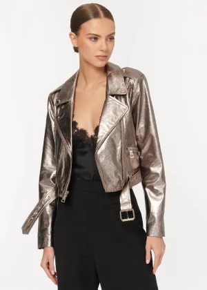 Cami Kali Lamb Leather Jacket in Metallic Fog