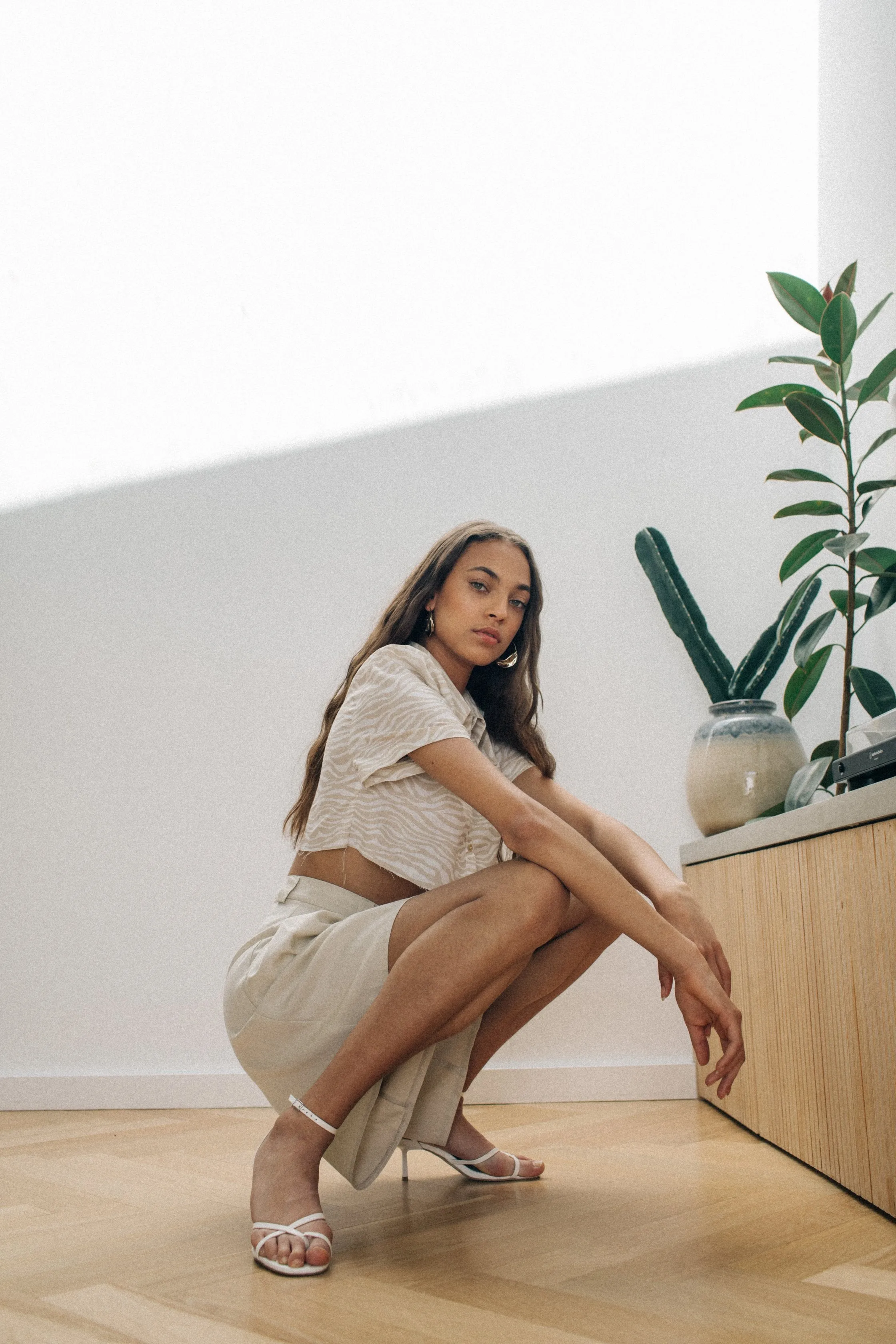 Camo Cropped Shirt White