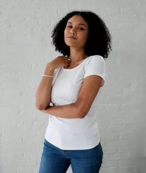 CASSIA cotton rib knit tee in Ivory