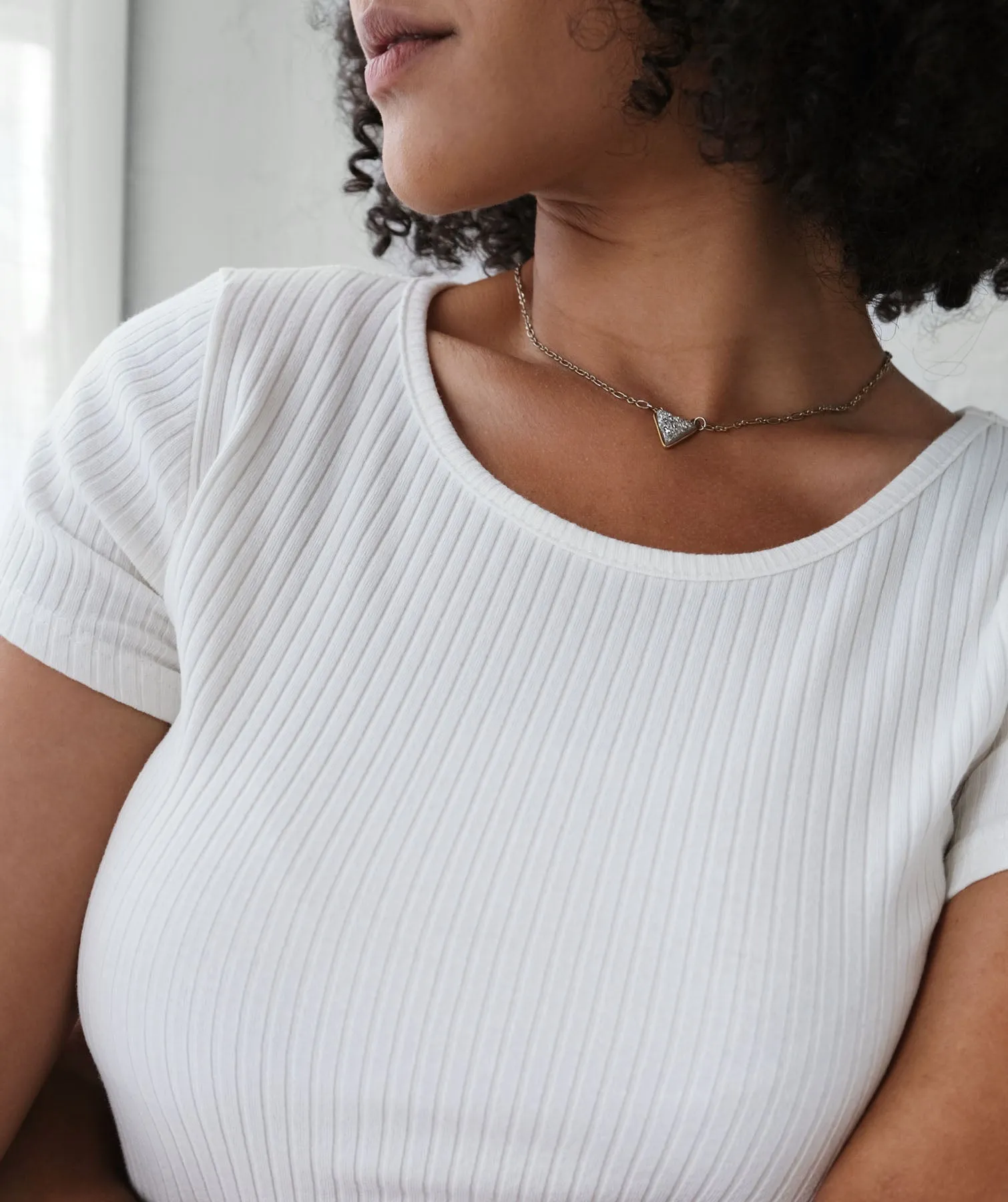 CASSIA cotton rib knit tee in Ivory