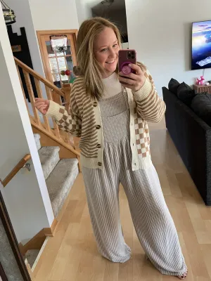 Chestnut Checkered Cardigan