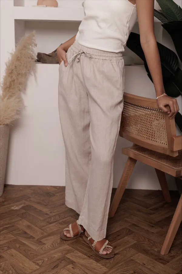 Classic Linen Lounge Pants In Oat