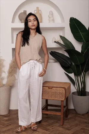 Classic Linen Lounge Pants In White