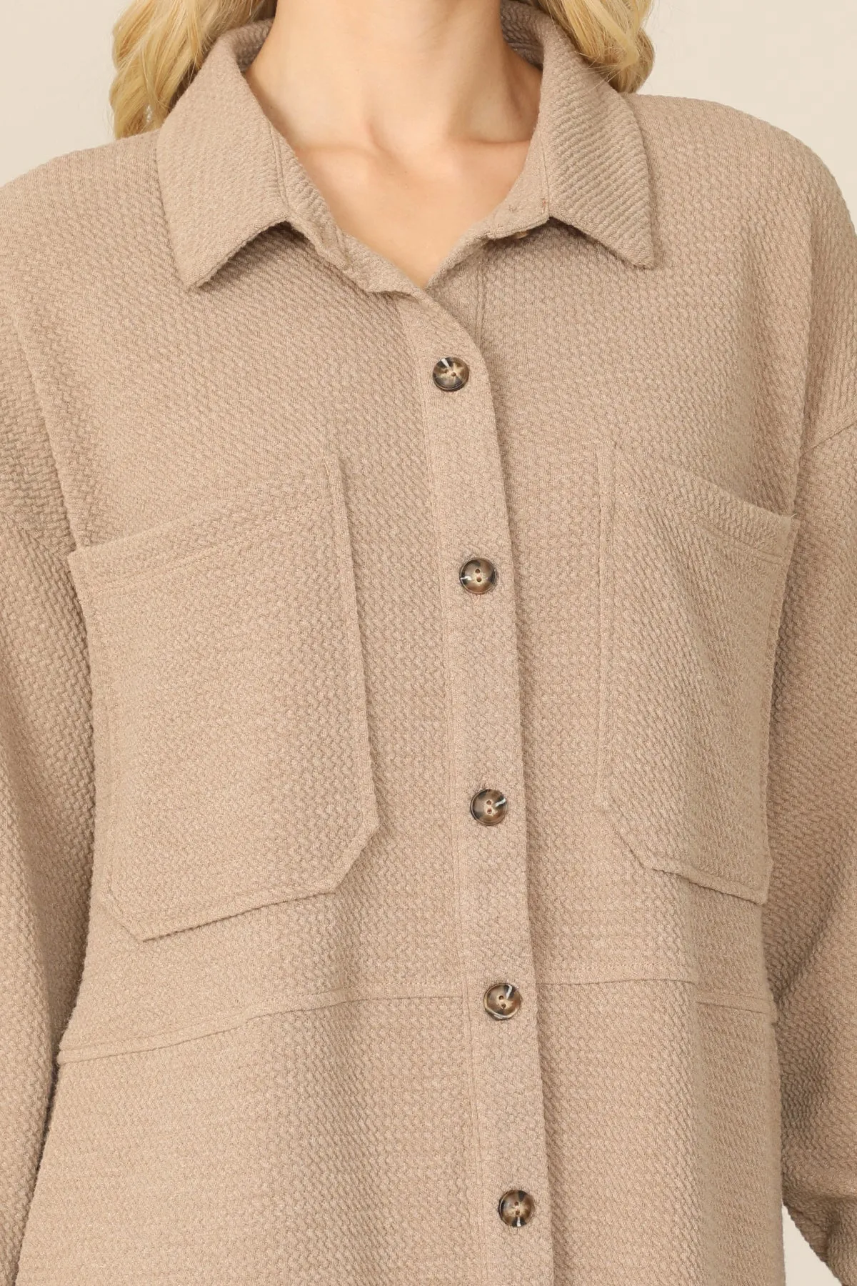 COLLARED BUTTON DOWN FRONT POCKET JACKET