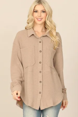 COLLARED BUTTON DOWN FRONT POCKET JACKET