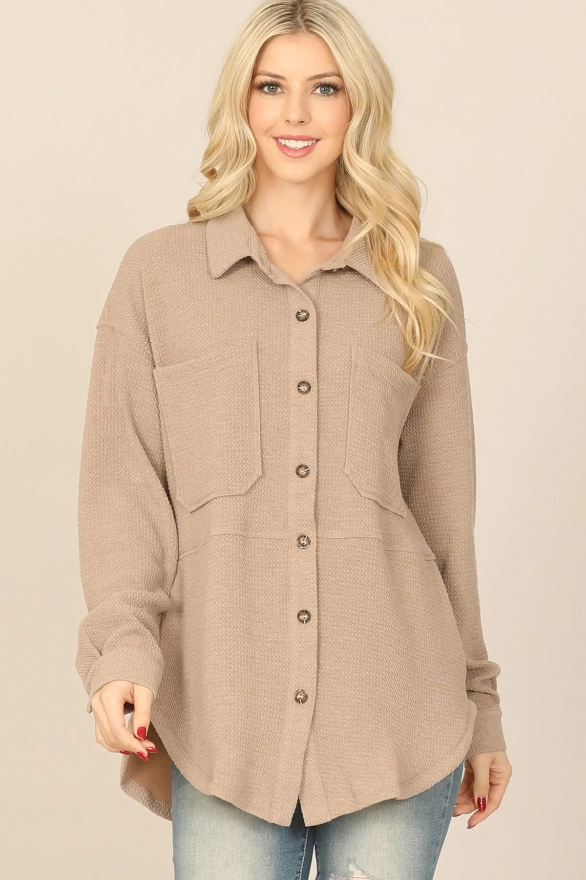 COLLARED BUTTON DOWN FRONT POCKET JACKET