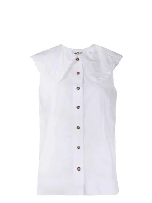 Cotton Poplin Peter Pan Collar Top