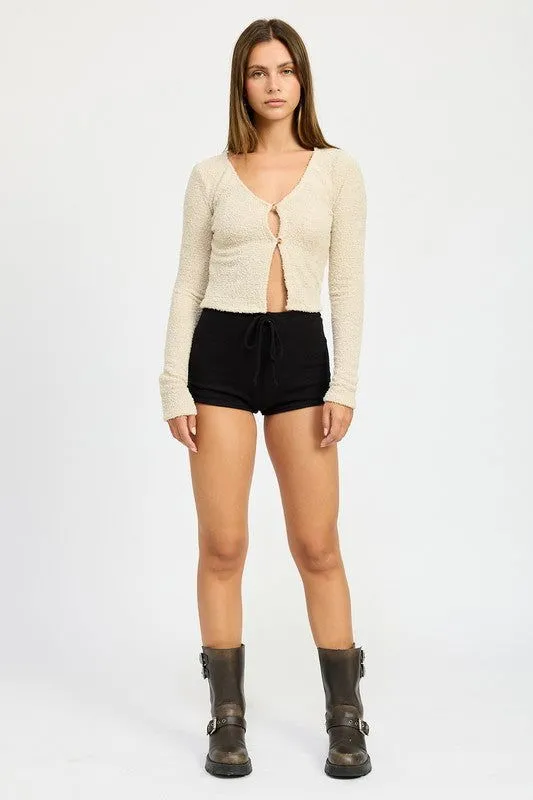 Cropped Fuzzy Sweater Cardigan