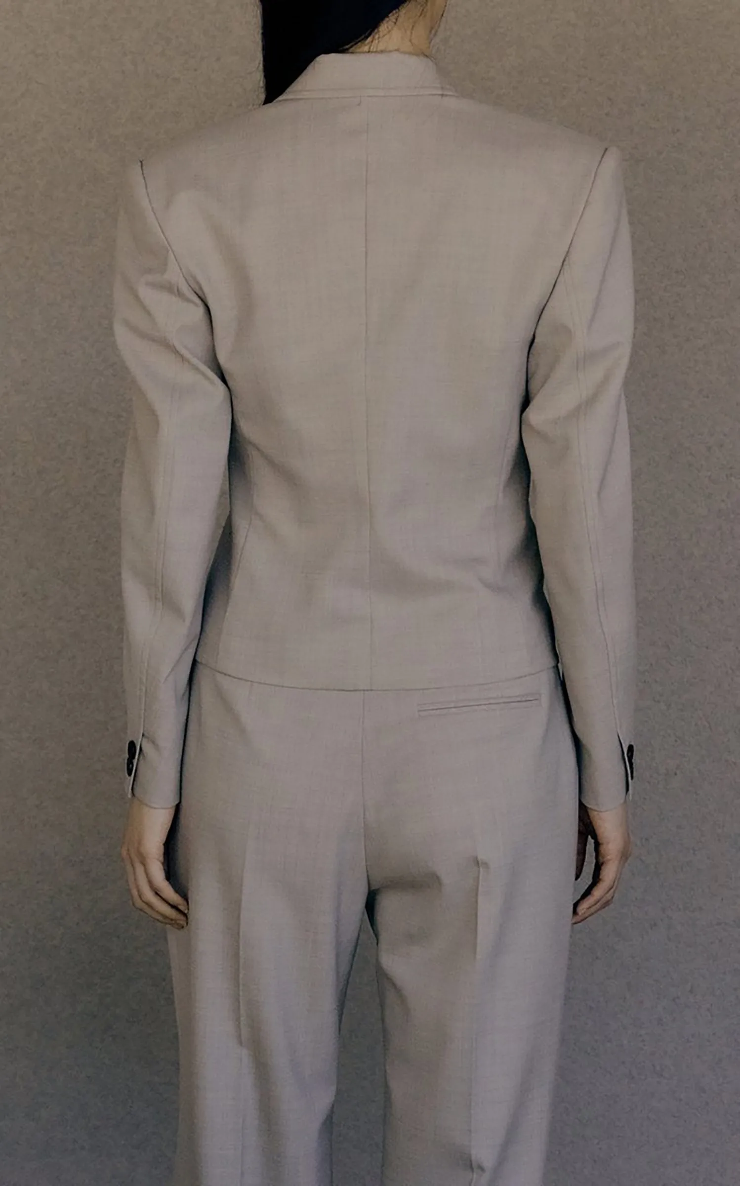 Cropped Wool-Blend Blazer Neutral