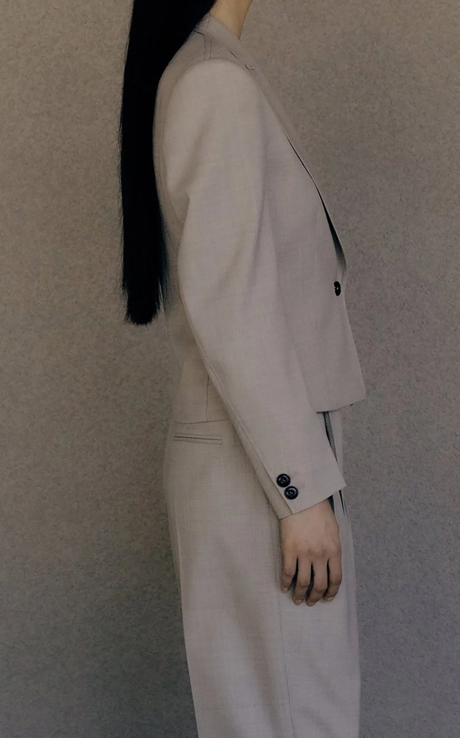 Cropped Wool-Blend Blazer Neutral