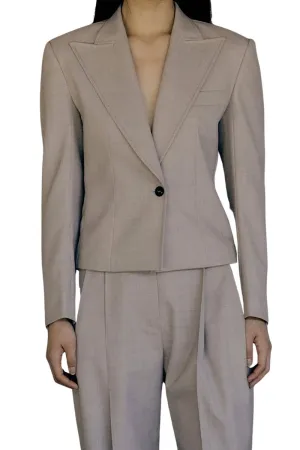 Cropped Wool-Blend Blazer Neutral