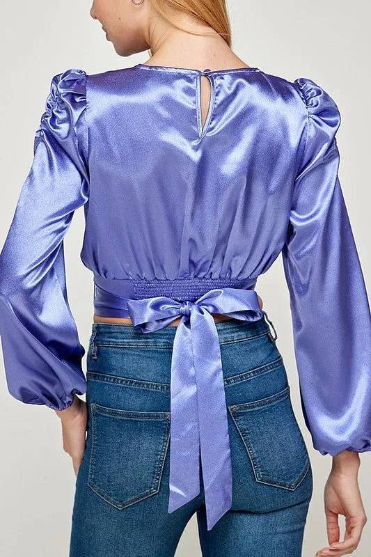 Crossover Waist Tie Detail Top - Pink
