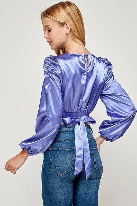 Crossover Waist Tie Detail Top - Pink