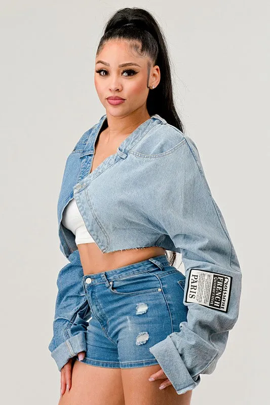 Denim Patch Crossover Jacket