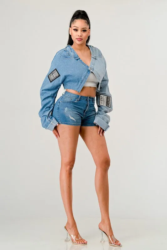Denim Patch Crossover Jacket