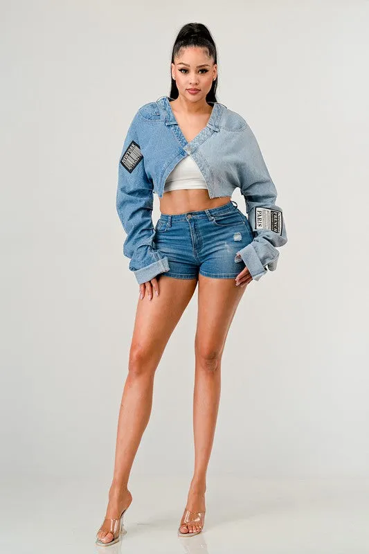 Denim Patch Crossover Jacket