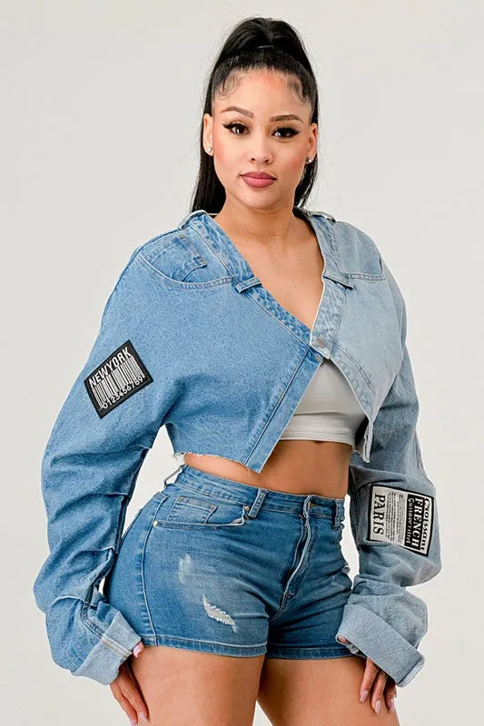 Denim Patch Crossover Jacket