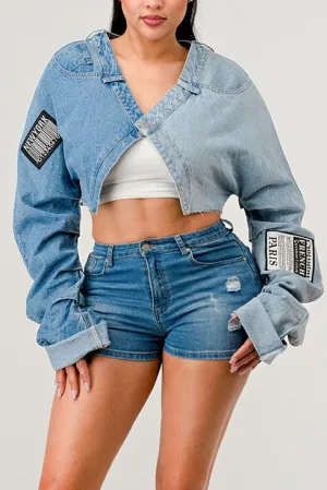 Denim Patch Crossover Jacket