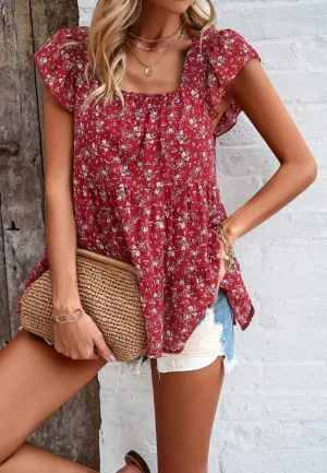 Ditsy Floral Tiered Blouse