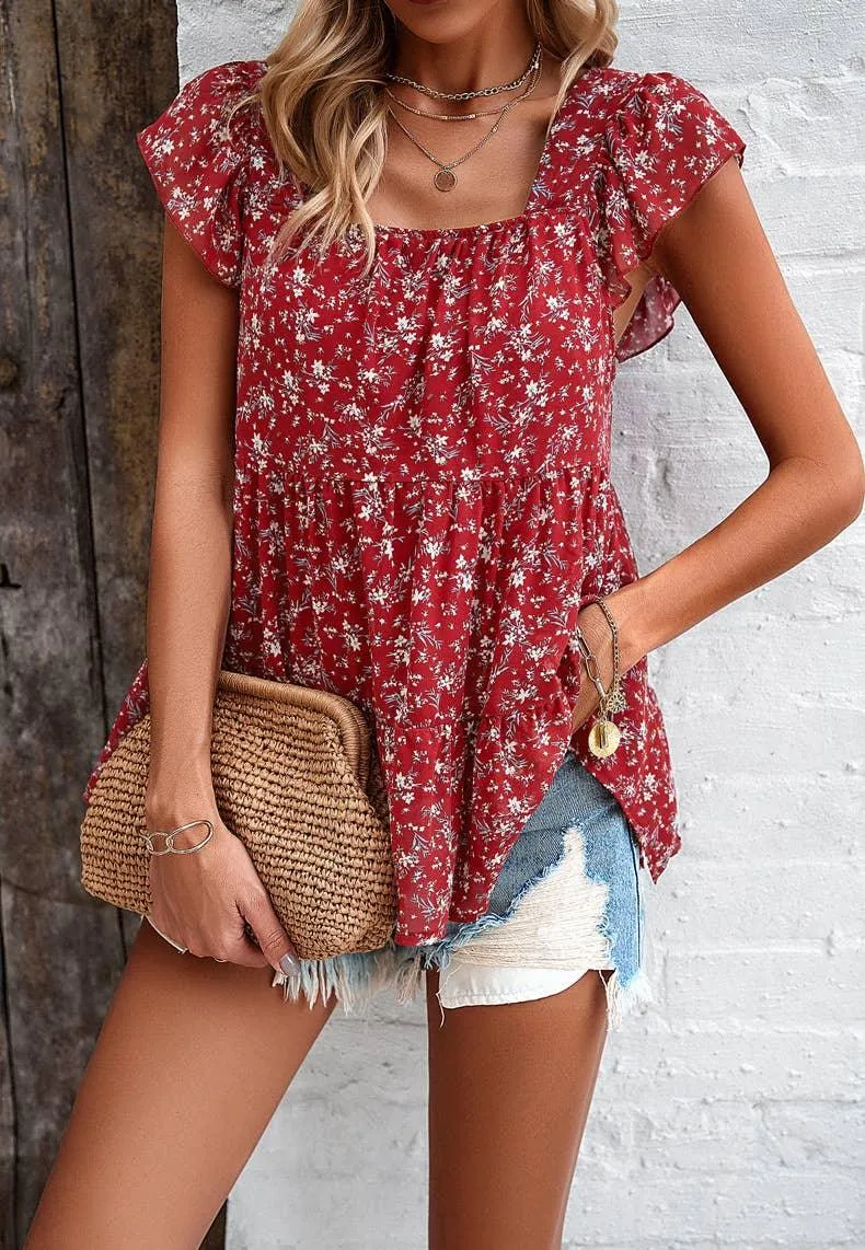 Ditsy Floral Tiered Blouse