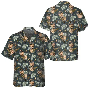 Dollar Bill And Gun Hawaiian Shirt, Dollar Hawaiian Shirt For Men, Cool Money Shirt Gift For Guys