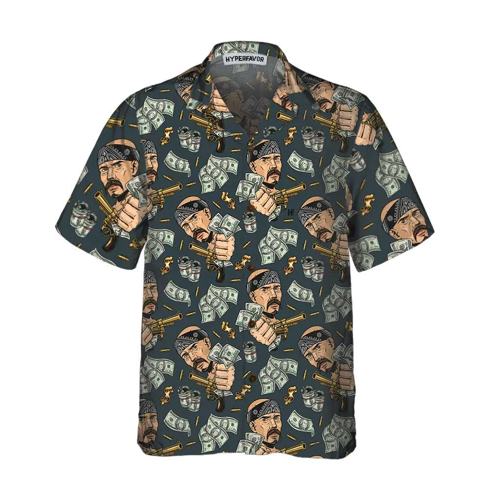 Dollar Bill And Gun Hawaiian Shirt, Dollar Hawaiian Shirt For Men, Cool Money Shirt Gift For Guys